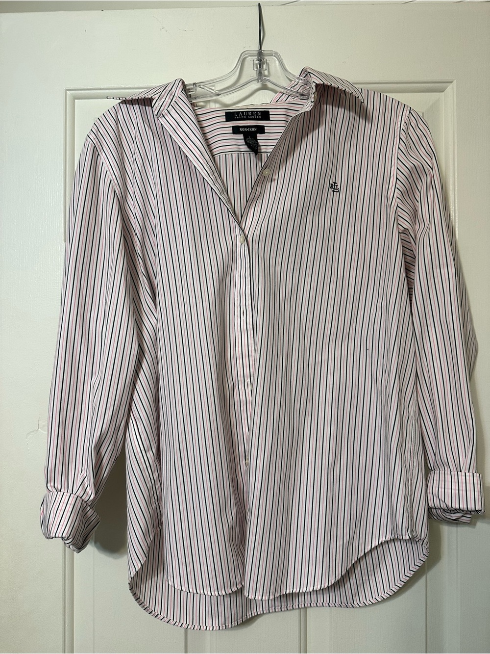 Lauren Ralph Lauren Pink & White Striped Button-Down Shirt
